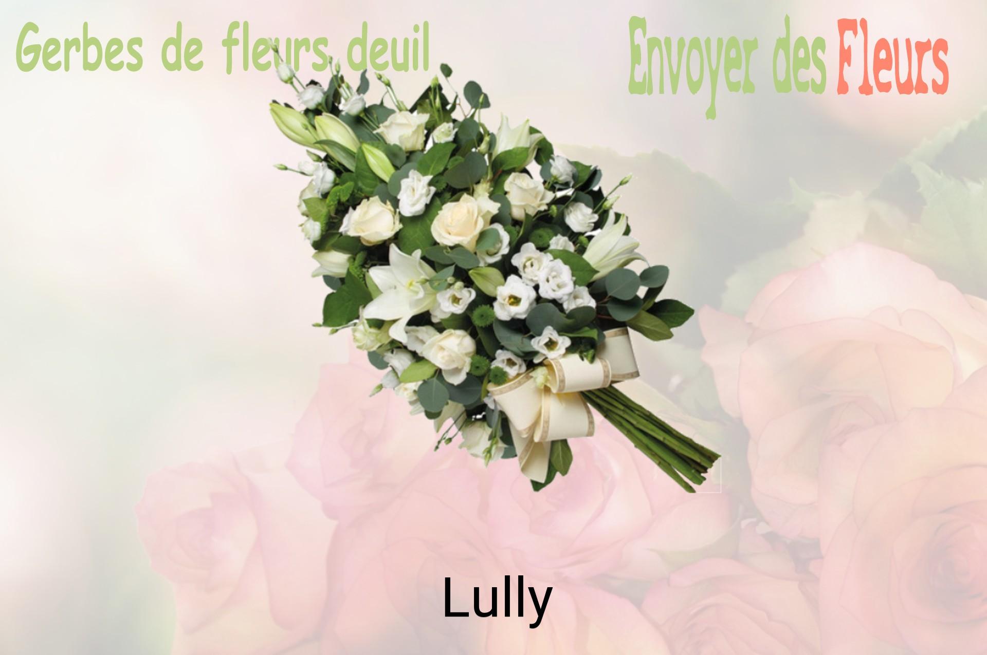 Gerbe de fleurs de deuil livrée à Lully